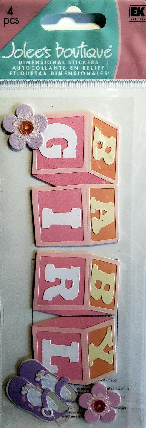 Jolee's Boutique Dimensional Sticker title  - baby girl - medium tall a touch of pack