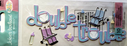 Jolee's Boutique Dimensional Sticker title  - double trouble twins - medium tall a touch of pack