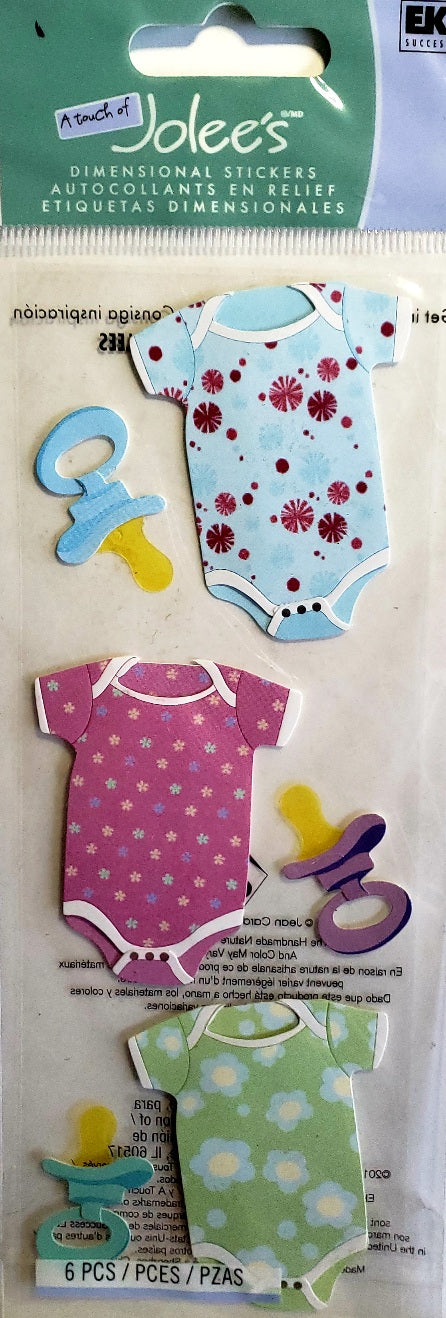 Jolee's Boutique Dimensional Sticker - onsies and pacifiers - medium tall a touch of pack