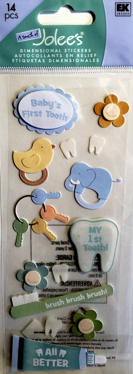 Jolee's Boutique Dimensional Sticker - babys 1st tooth - medium tall a touch of pack
