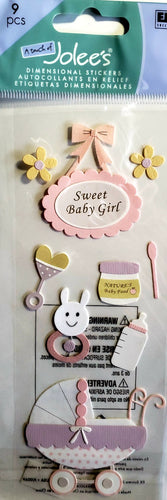 Jolee's Boutique Dimensional Sticker - sweet baby girl - medium tall a touch of pack