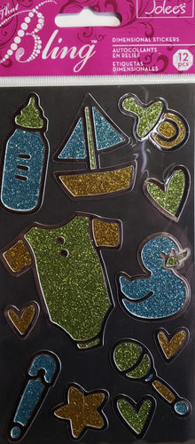 Jolee's Boutique Dimensional Sticker - all that bling baby boy outline - large pack