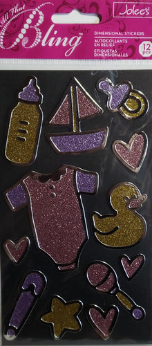 Jolee's Boutique Dimensional Sticker - all that bling baby girl outline - large pack