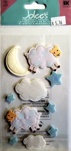Jolee's Boutique Dimensional Sticker - blue sheep and moon - large pack