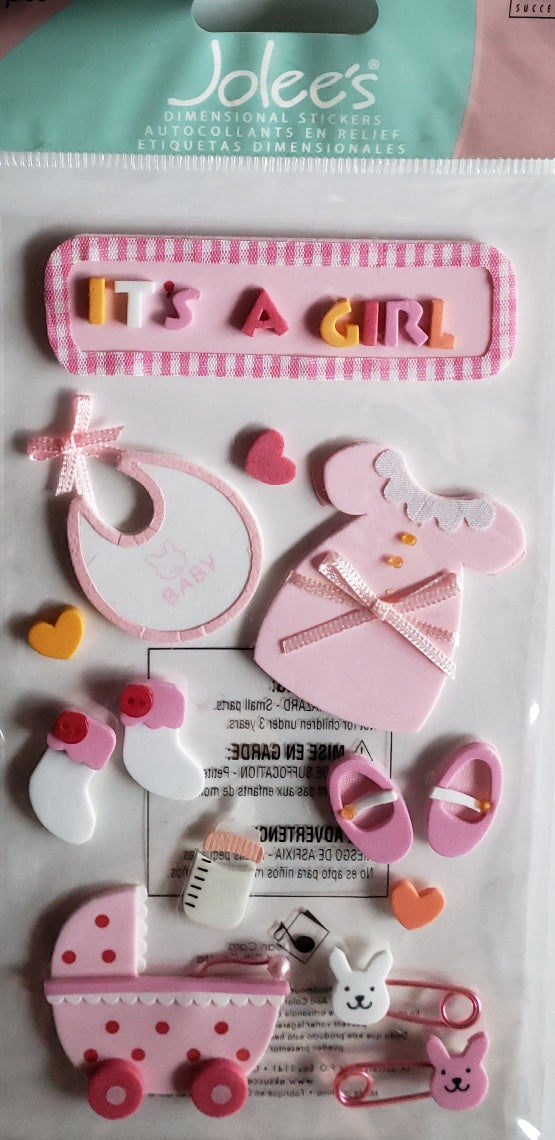 Jolee's Boutique Dimensional Sticker - its a baby girl  - large pack