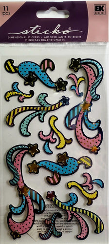 Sticko  - dimensional sticker sheets - metallic quilted flourish stars