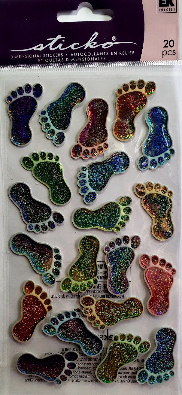 Sticko  - epoxy dimensional sticker sheets - boy footprints foot prints