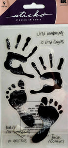 Sticko  - flat sticker sheets - adorable baby prints footprints / handprints