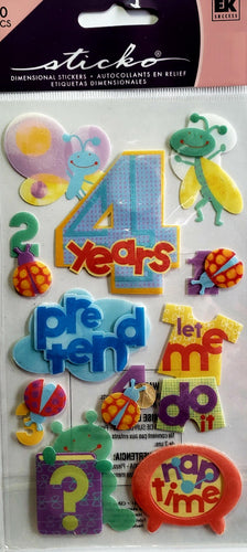 Sticko  - dimensional sticker sheets - four 4 year old