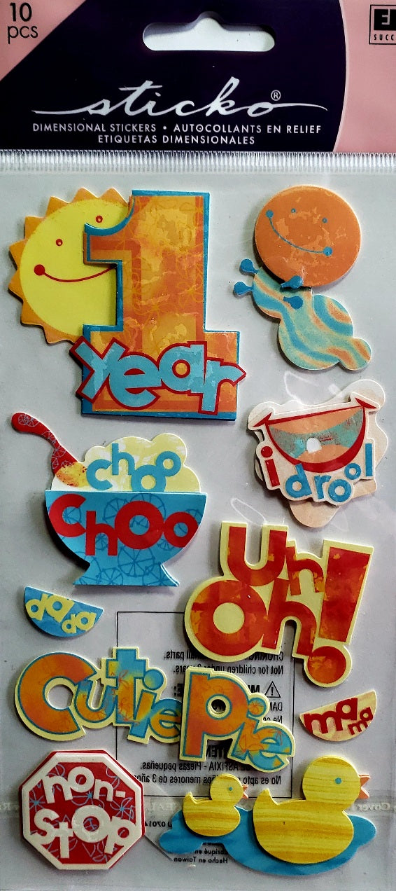 Sticko  - dimensional sticker sheets - one 1 year old