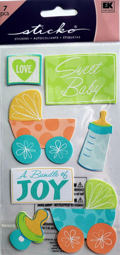 Sticko  - flat sticker sheets - sweet baby glitter