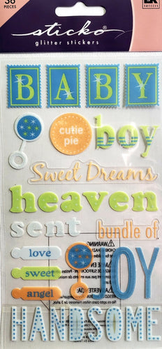 Sticko  - flat sticker sheets - baby boy glitter