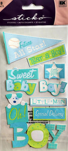 Sticko  - flat sticker sheets - baby boy glitter
