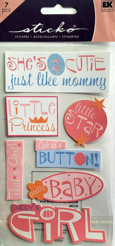 Sticko  - flat sticker sheets - baby girl glitter