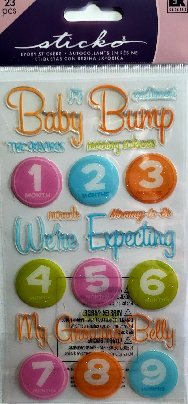 Sticko  - dimensional sticker sheets - epoxy baby bump