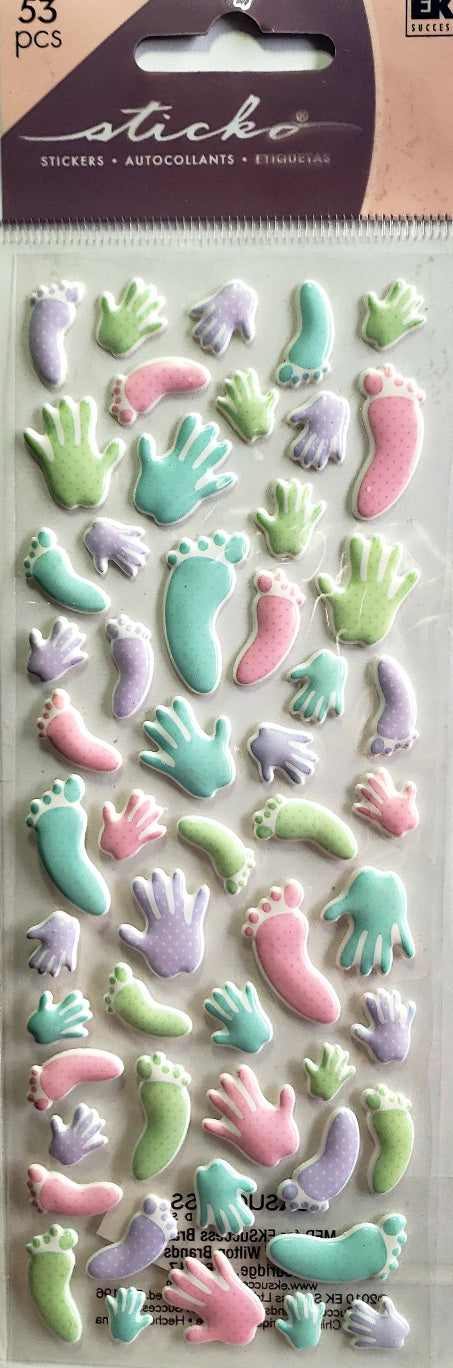 Sticko  - dimensional sticker sheets - baby hands and feet puffy