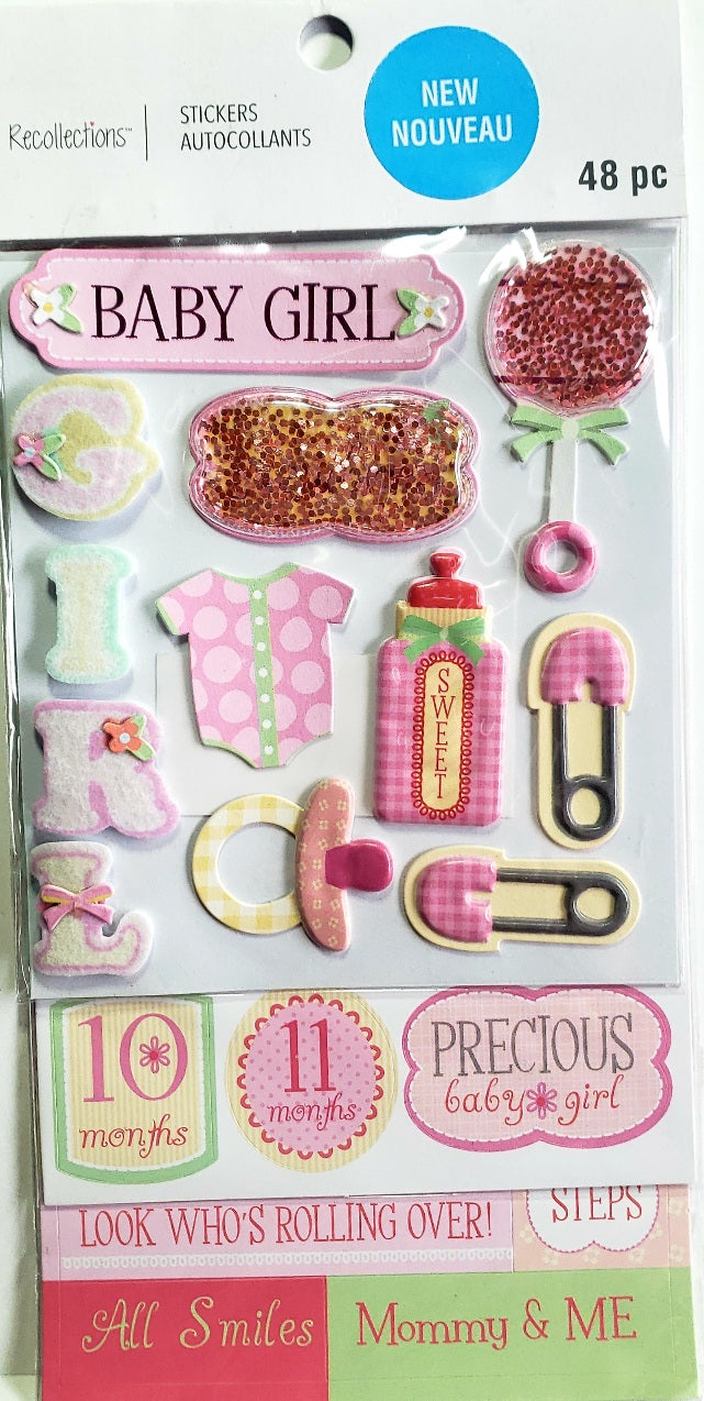 Recollections - dimensional and flat sticker pack - baby girl