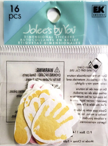 Jolee's Boutique Dimensional Sticker - pink / yellow foot and hand prints extra small pack