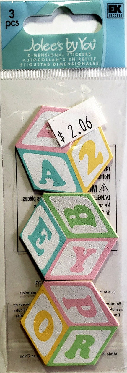 Jolee's Boutique Dimensional Sticker -  toy blocks - tall small pack