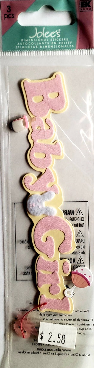 Jolee's Boutique Dimensional Sticker -  baby girl  tall small pack