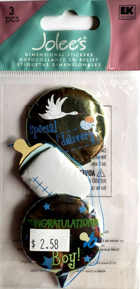 Jolee's Boutique Dimensional Sticker -  blue boy mylar balloon tall small pack
