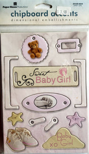 Paper house - chipboard sticker sheets - baby girl