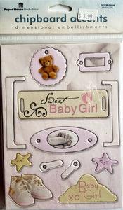 Paper house - chipboard sticker sheets - baby girl