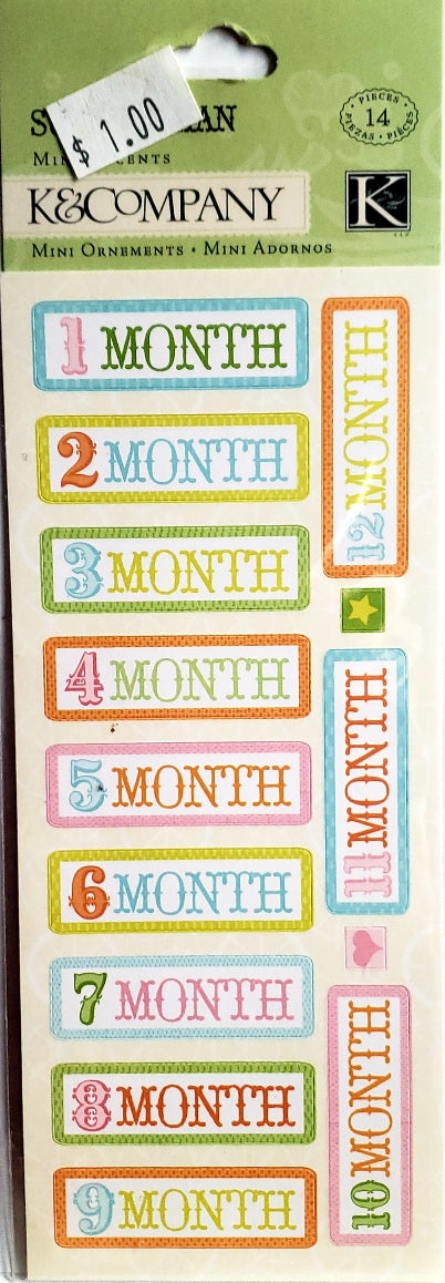 K and company - flat stickers - lion sleeps baby months