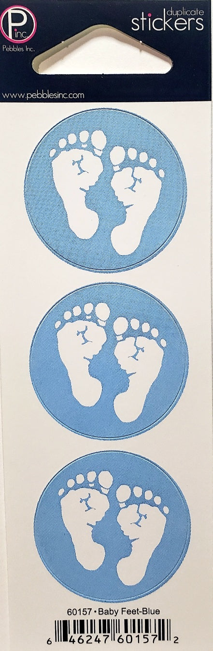 Pebbles Inc -  cardstock sticker - baby feet boy blue circles