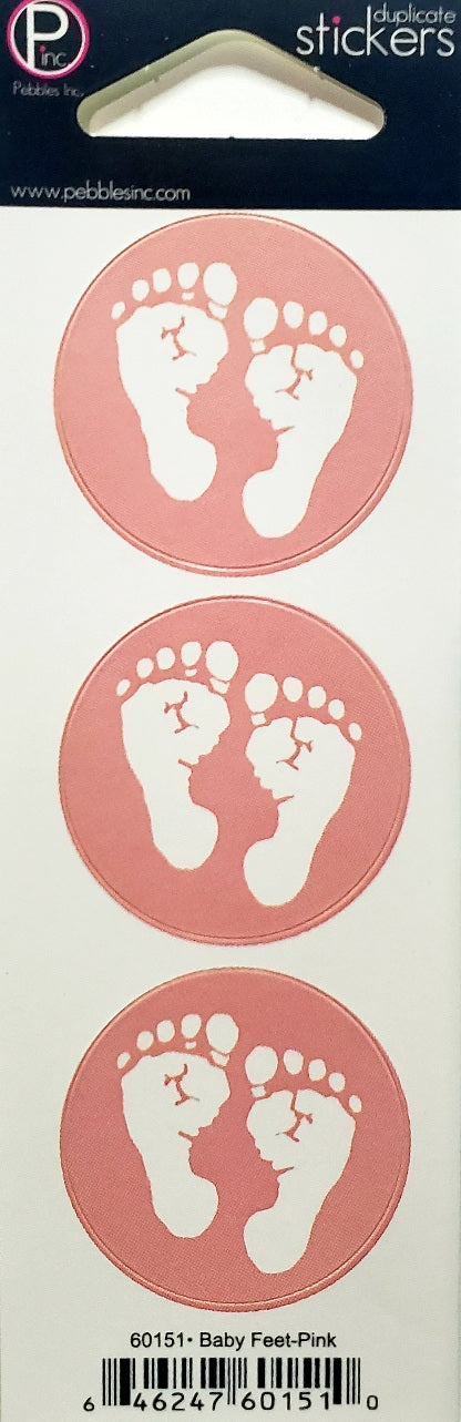 Pebbles Inc -  cardstock sticker - baby feet girl pink circles