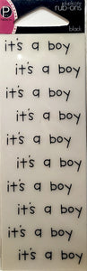Pebbles inc -  duplicate rub ons sheet - Its a boy black