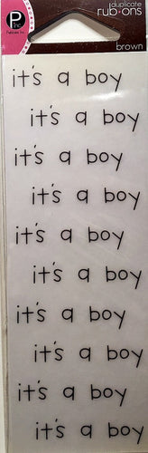 Pebbles inc -  duplicate rub ons sheet - Its a boy  brown