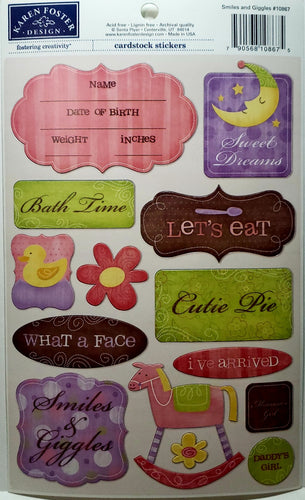 Karen Foster - cardstock sticker sheet - smiles and giggles