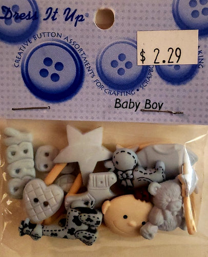 Dress it up -  buttons and flatback - baby boy