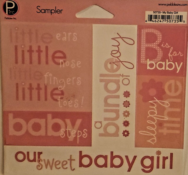 Pebbles inc -  cardstock sticker sheet - sampler baby girl