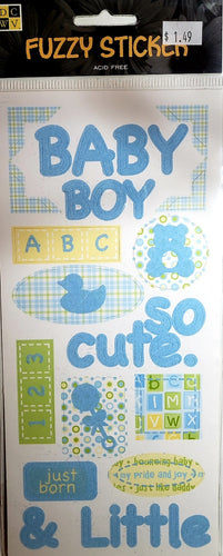 Die cuts with a view DCWV - fuzzy sticker sheet - baby boy flocked
