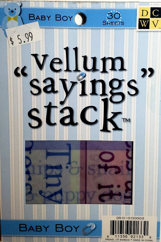 Die cuts with a view DCWV - quote stack book - baby boy vellum quote sayings stack