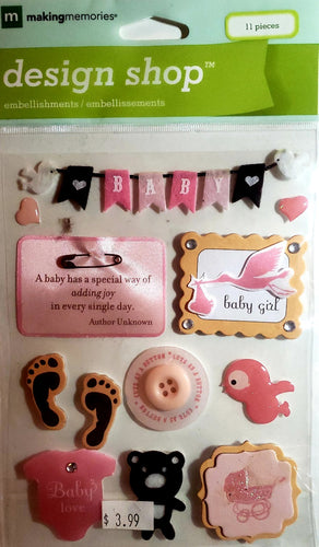 Making Memories -  dimensional sticker - baby girl design shop