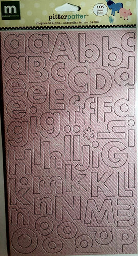 Making Memories -  dimensional sticker - pitter patter chipboard alphabet pink / white