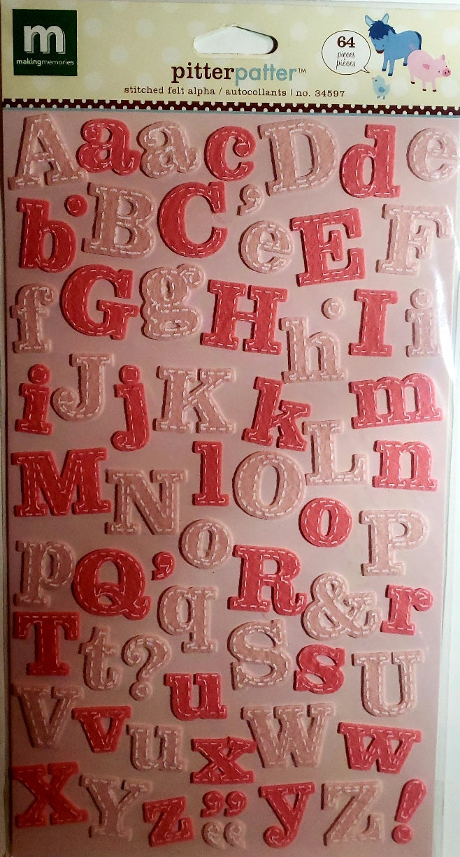 Making Memories -  dimensional sticker - sophie pitter patter felt alphabet pink