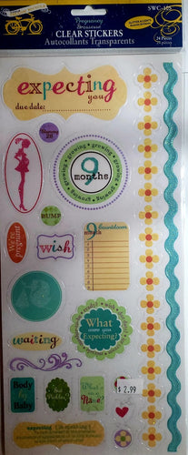 Little yellow bicycle - clear sticker sheet - pregnancy