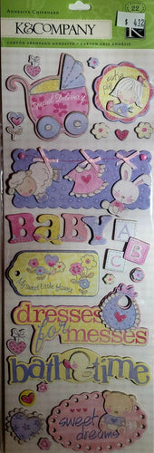 K and company - dimensional stickers - baby girl adhesive chipboard