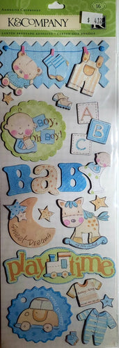 K and company - dimensional stickers - baby boy adhesive chipboard