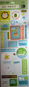 K and company -  x large embossed sticker sheet - lion sleeps words and phrases embossed