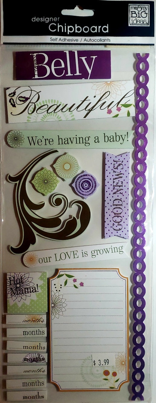 Me and my big ideas MAMBI -  dimensional chipboard sticker sheets - belly beautiful foil