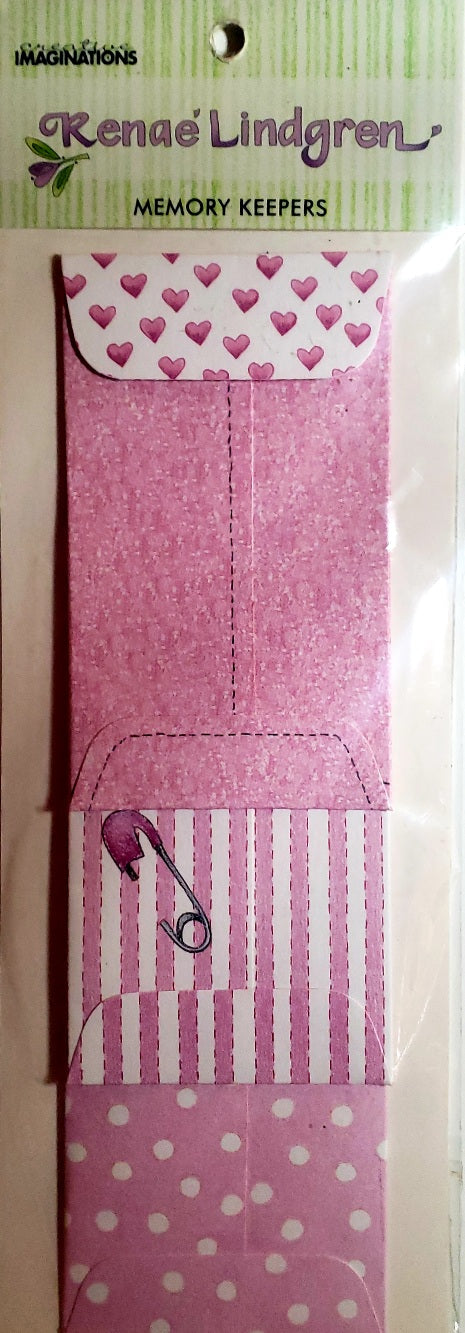 Creative Imaginations - dimensional stickers - pink baby memory keepers envelopes