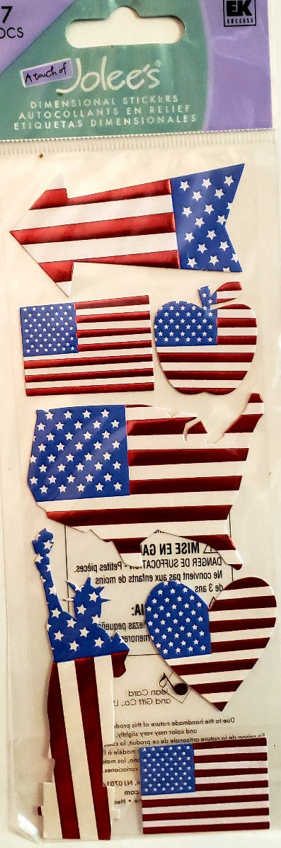 Jolee's Boutique Dimensional Sticker -  medium tall patriotic flag
