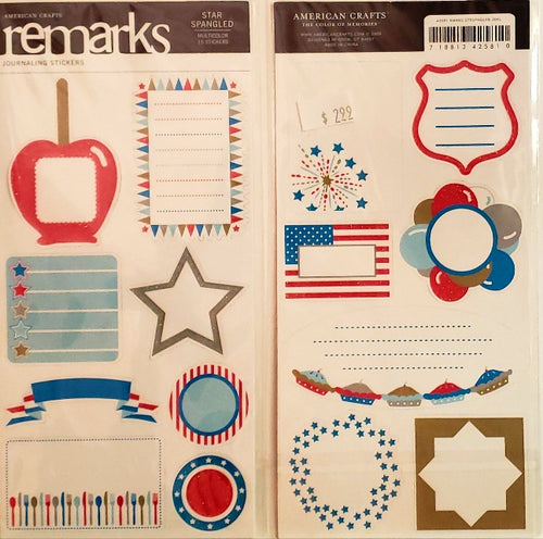 AC - American crafts - ReMarks sticker sheets - star spangled journaling