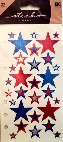 Sticko  - flat sticker sheets - 4th of July stars sparkle