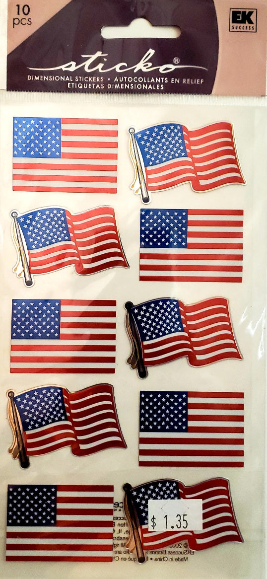 Sticko  - flat sticker sheets - metallic waving flags